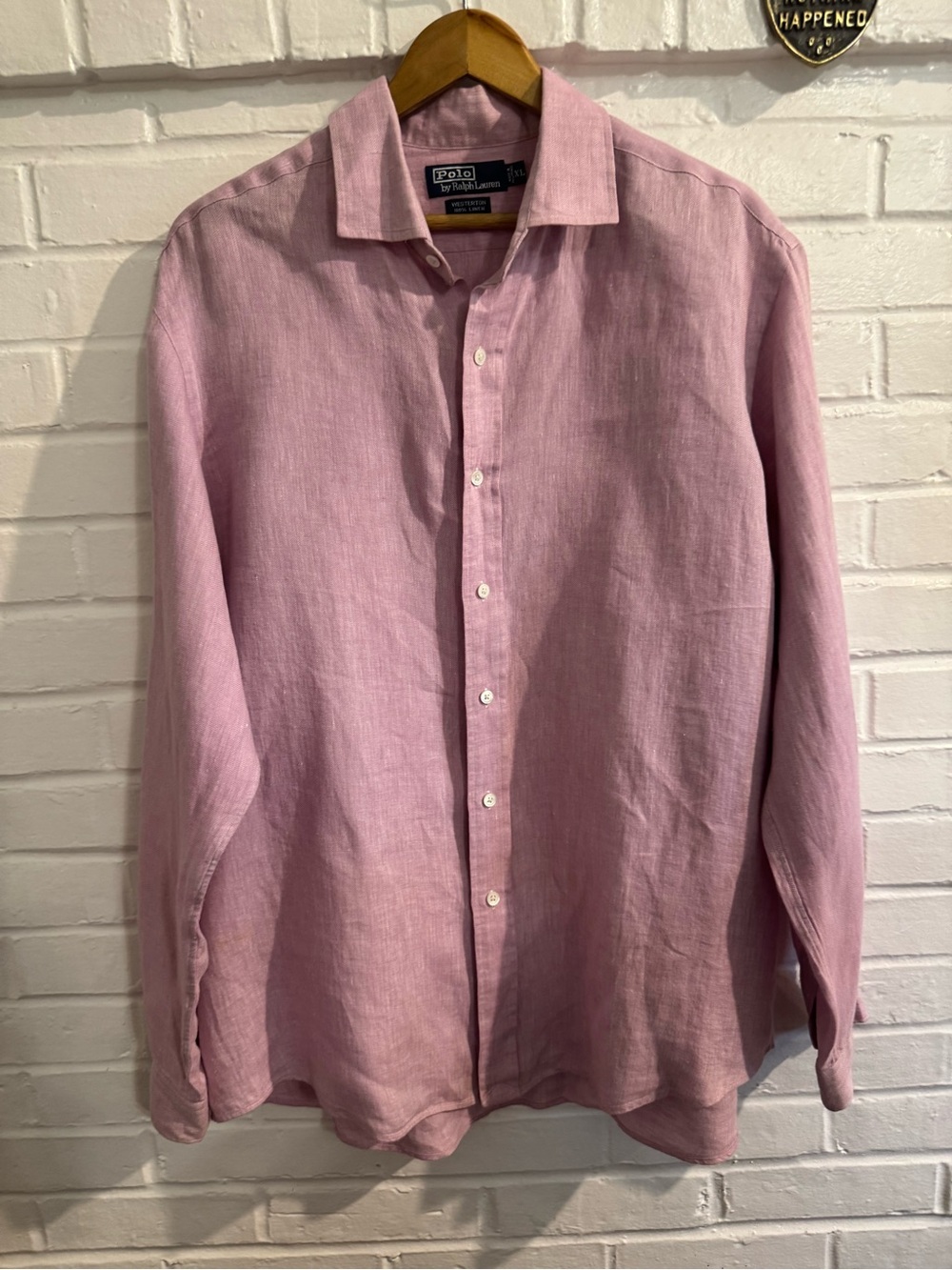 Polo, Ralph Lauren, Dusty Pink Herringbone linen long sleeve